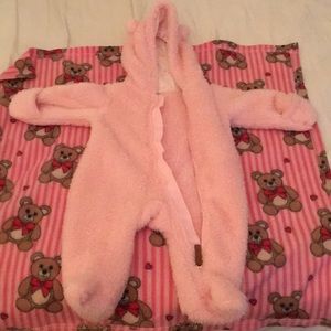 Snowsuit with hooded ears.